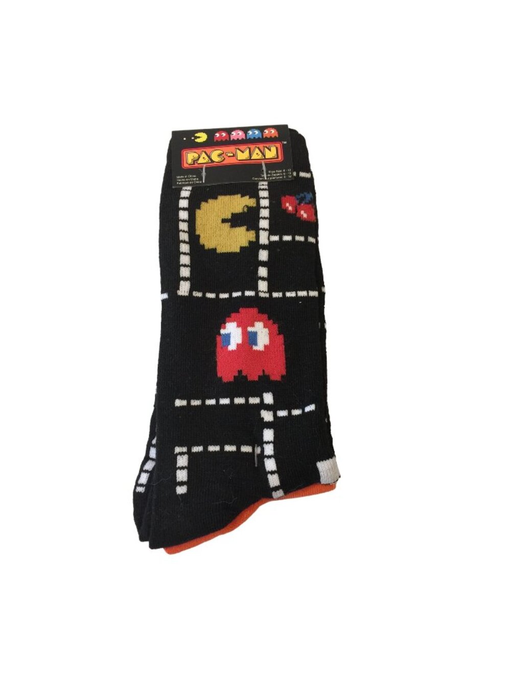 Pac-Man Men's Crew Socks Set of 2 Size 6-12 Cherries Ghosts Black